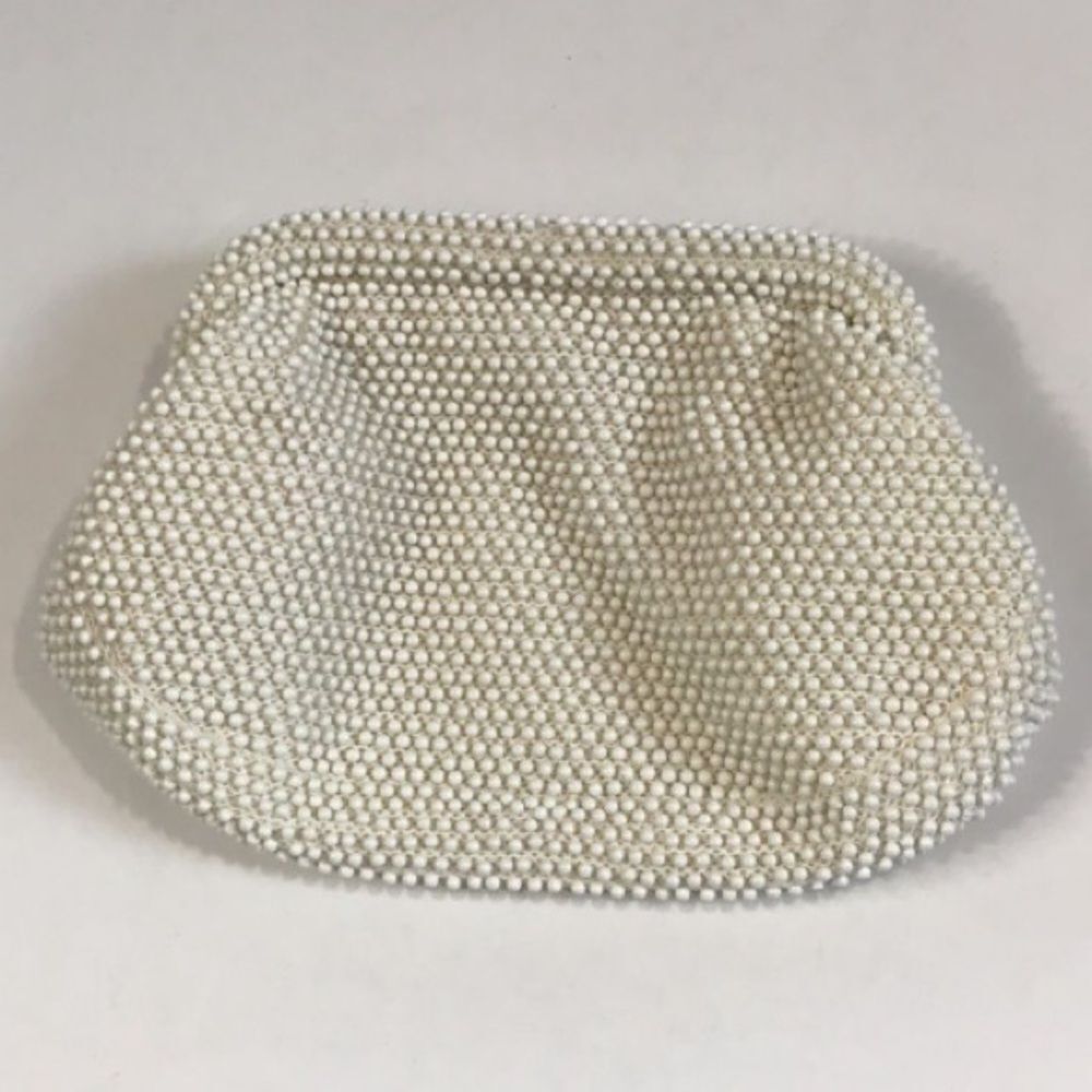 Vintage corde Bead Cream Snap Clutch Women Handbag